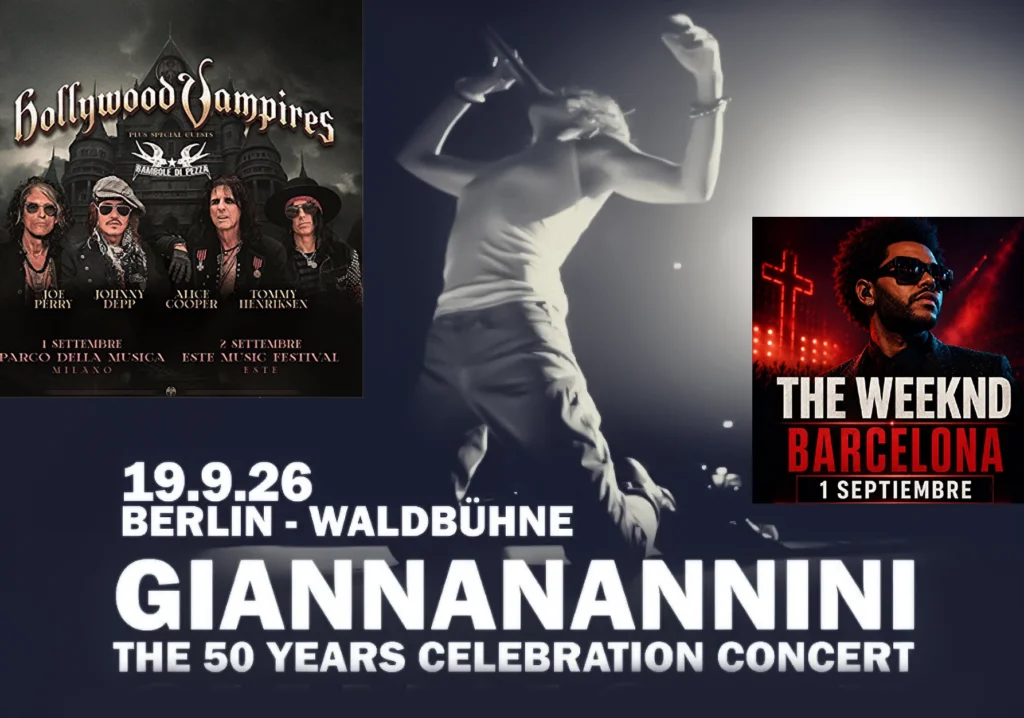 Concerti settembre 2026 in Italia e in Europa: dagli Hollywood Vampires a Jovanotti, The Weeknd e Gianna Nannini